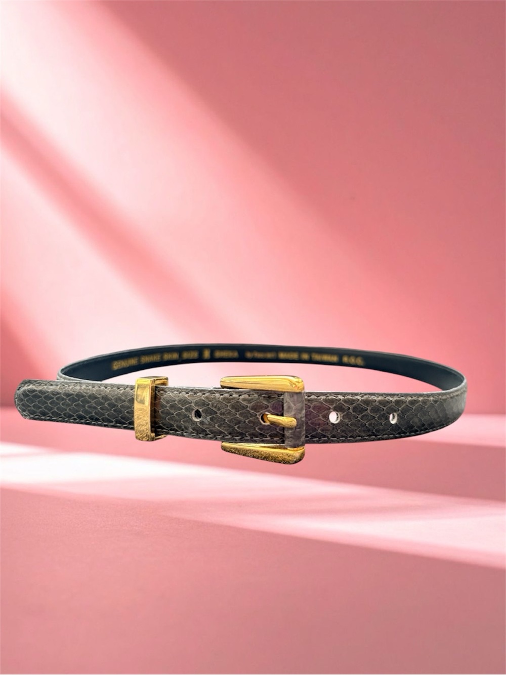 VTG Sheka By Faco Int’l Gray Snakeskin Thin Belt Size M